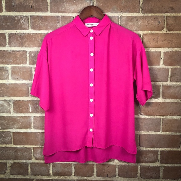 Amanda Uprichard Hot Pink Calton Button-down Top - Picture 10 of 10